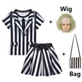 thumbnail image 3 of New BBeetlejuice 2 Roleplaying Kids Costume Girl Cosplay Troublemaker Demon Pleated Skirt+Wig Suits Child Halloween Funny Clothe, 3 of 5
