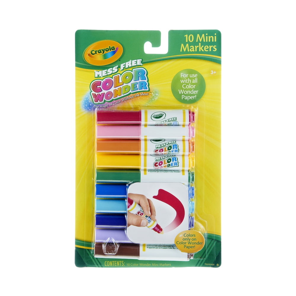 Crayola Mess Free Color Wonder Mini Markers, 10 Count