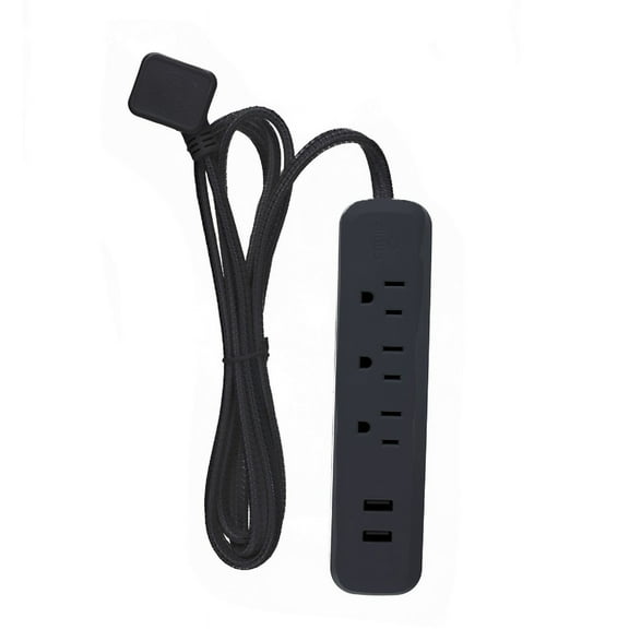 POWERSTRIP 3OUT 2USB BLK (Pack of 1)