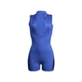 thumbnail image 3 of Gzhioc Women Sleeveless Short Bodysuit, Solid Color Ribbed Front Half Zipper Slim Fit Jumpsuit Clubwear,S/M/L/XL/XXL, 3 of 6