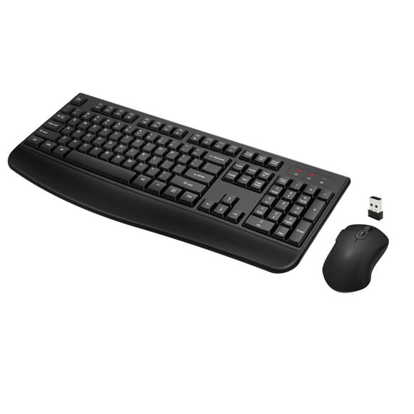 Wireless Keyboard and Mouse Combo, Quasio Full-Sized 2.4GHz Wireless Keyboard with Comfortable Palm Rest and Optical Wireless Mouse for Windows, Mac OS PC/Desktops/Computer/Laptops (Black)