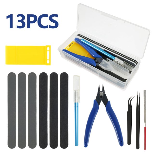 13 PCS Gundam Model Tools Kit Modeler Basic Tools Craft Set for Professional Gundam Car Model Building ing and Fixing Assemble with Plastic Case