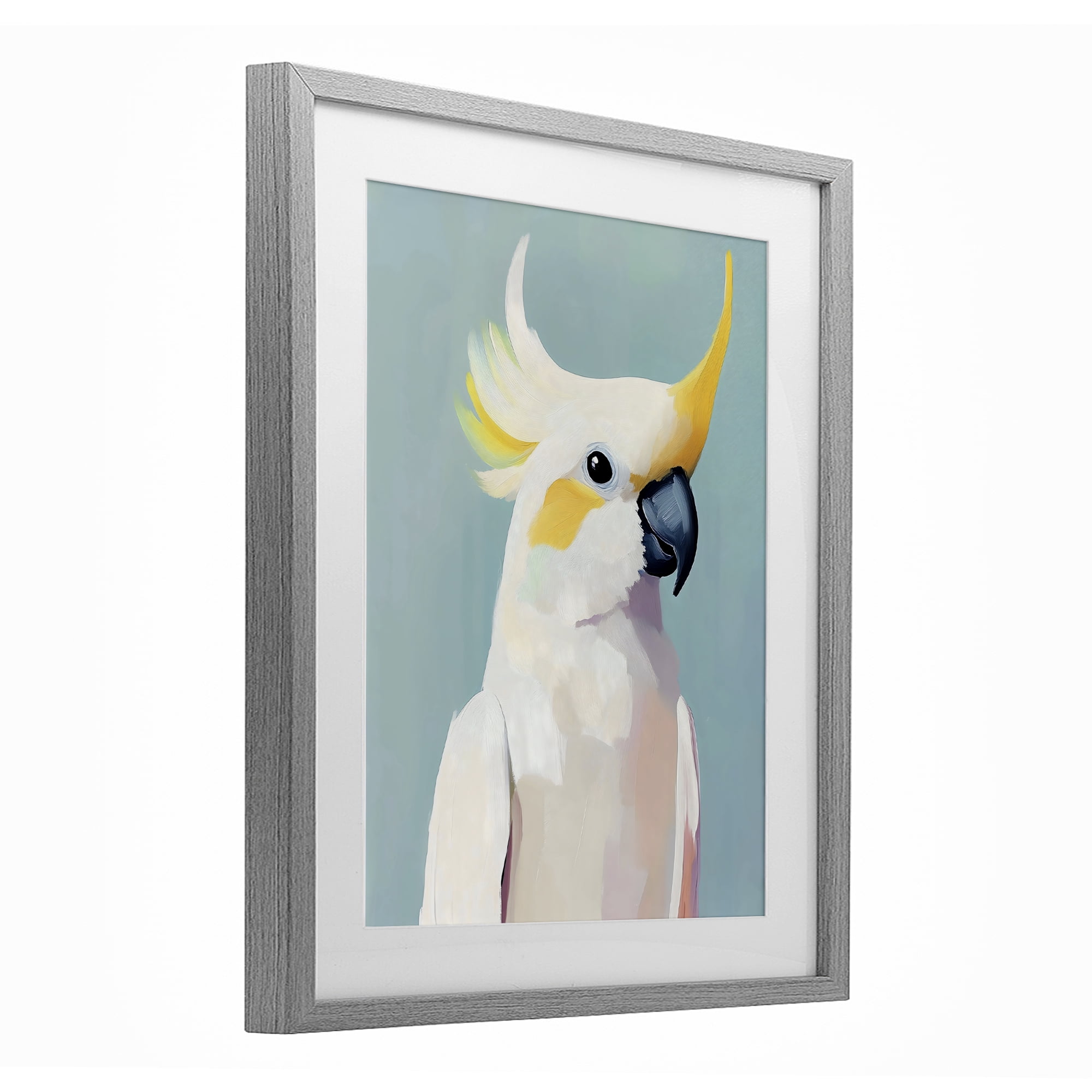 Stupell Industries Yellow Crested Cockatoo Gray Framed Print Under Glass, design by The Prints Vibe