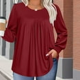 thumbnail image 7 of Gnshining Pleated Tops for Women Oversized Long Sleeve Crew Neck Tunic Shirts Fall Casual Blouses, 7 of 7