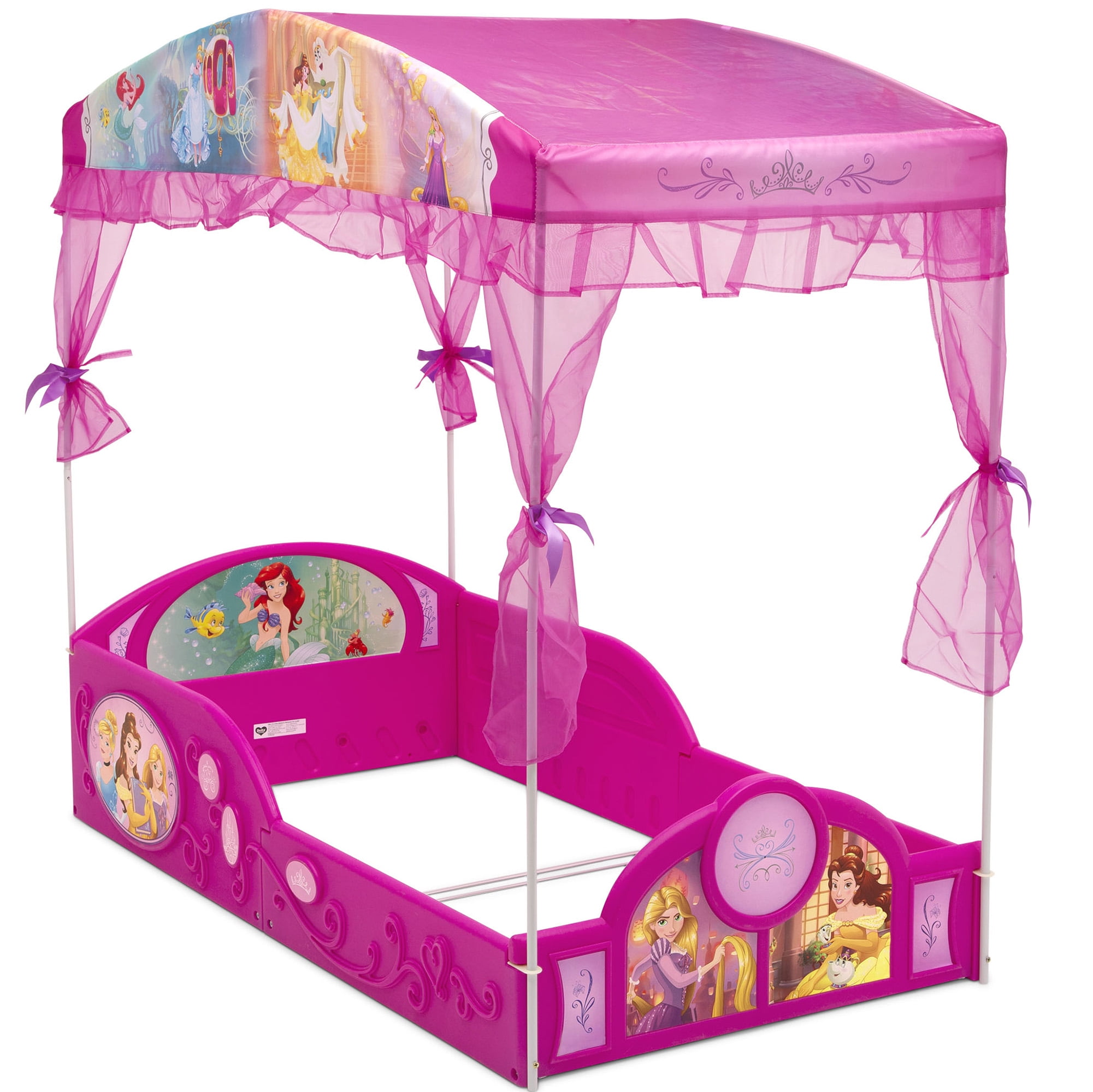 Canopy Toddler Bed Disny Princess Little Girls for Kids Side Rails Pink Fast shi 