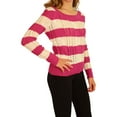 thumbnail image 2 of Ecko Unltd. Womens Open Neck Stripe Cable Knit Sweater, Pink, Small, 2 of 3