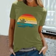 thumbnail image 2 of WREESH Womens Fashion T-Shirts Spring Summer Adult Short Sleeve Round Neck Printing Casual Blouse T-Shirt Tops Shirt Pullover Green, 2 of 5