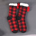 thumbnail image 4 of MZXELPRJD No Show Socks Womens Autumn Winter Christmas Black Red Plaid Pattern Plush Insulation Anti Slip Floor Socks, Low Cut Socks Women Red, 4 of 6