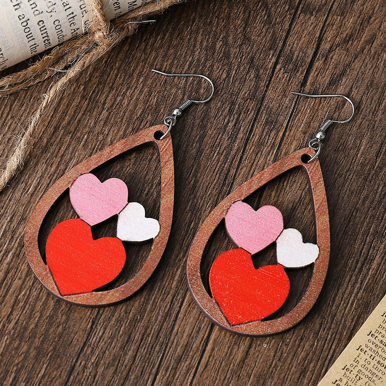 Handmade Heart Valentines Day Earrings Gift Hypoallergenic Gold Plated