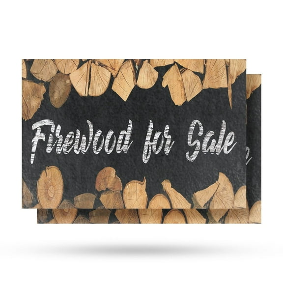 Firewood For Sale Vinyl Decal 2 Pack of 18 Inch x 24 Inch Weatherproof Heavy-Duty Adhesive Backing | Affordable Pricing, Freshly Cut, Outdoor Display | Made in USA
