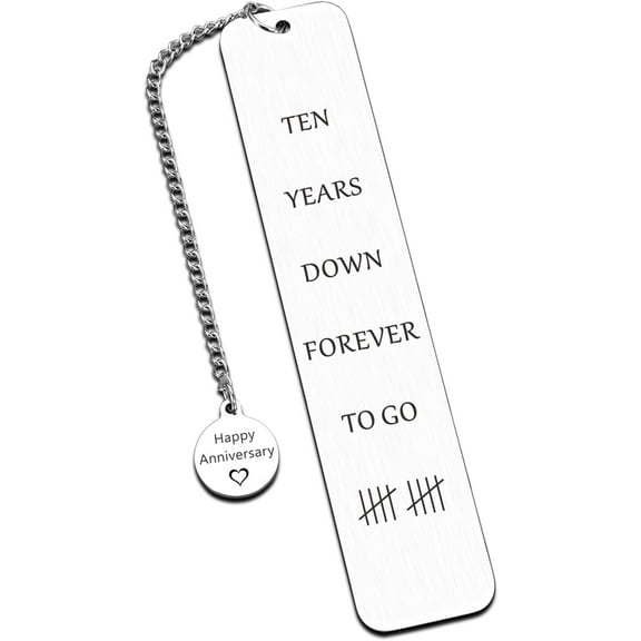 10 Year Anniversary Iron Gifts for Him Her,10th Tin Anniversary GIFS,Tin Gifts for 10th Anniversary,10th Wedding Anniversary GIFS for Couple,Happy Anniversary Bookmark