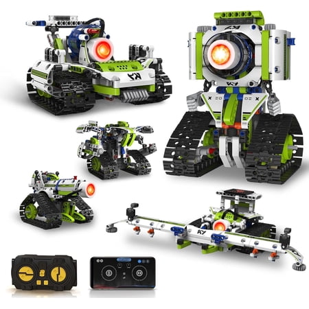 Honchoes 5-in-1 Robot Building Set Remote & App Control Compatible with Lego STEM Toy for Teens Boys 337 Pcs