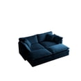 thumbnail image 4 of Modular 2-Seater Sofa and Ottoman Set in Blue Chenille Fabric, Customizable Living Room Sectional, 4 of 10