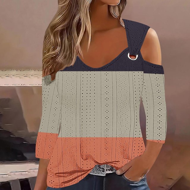 RXIRUCGD Blouse Décontractée à Rayures à Manches Courtes pour Femmes, Beige, Taille: m