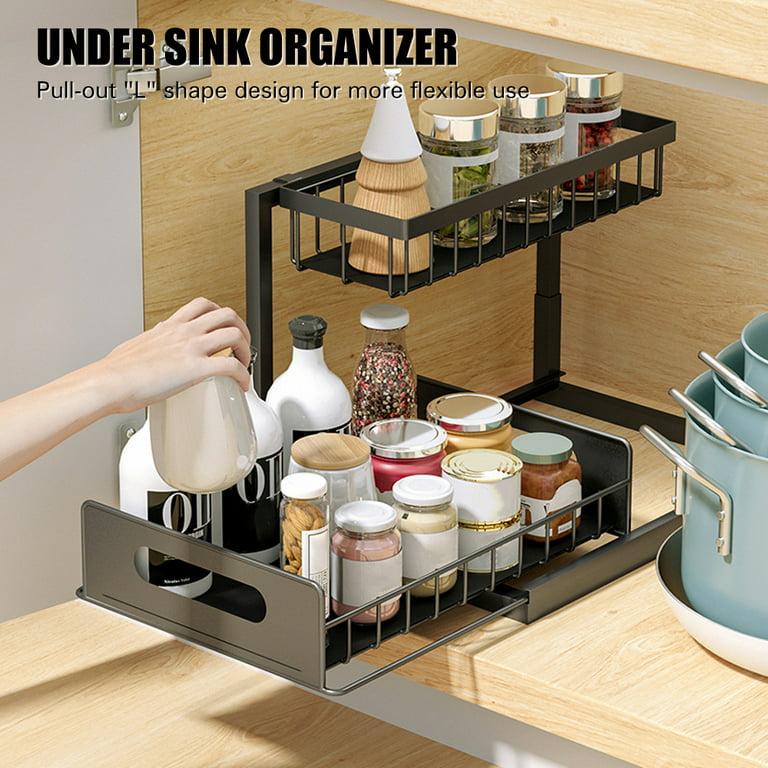 Under Sink Pullout L-Shape Reversible Organizer
