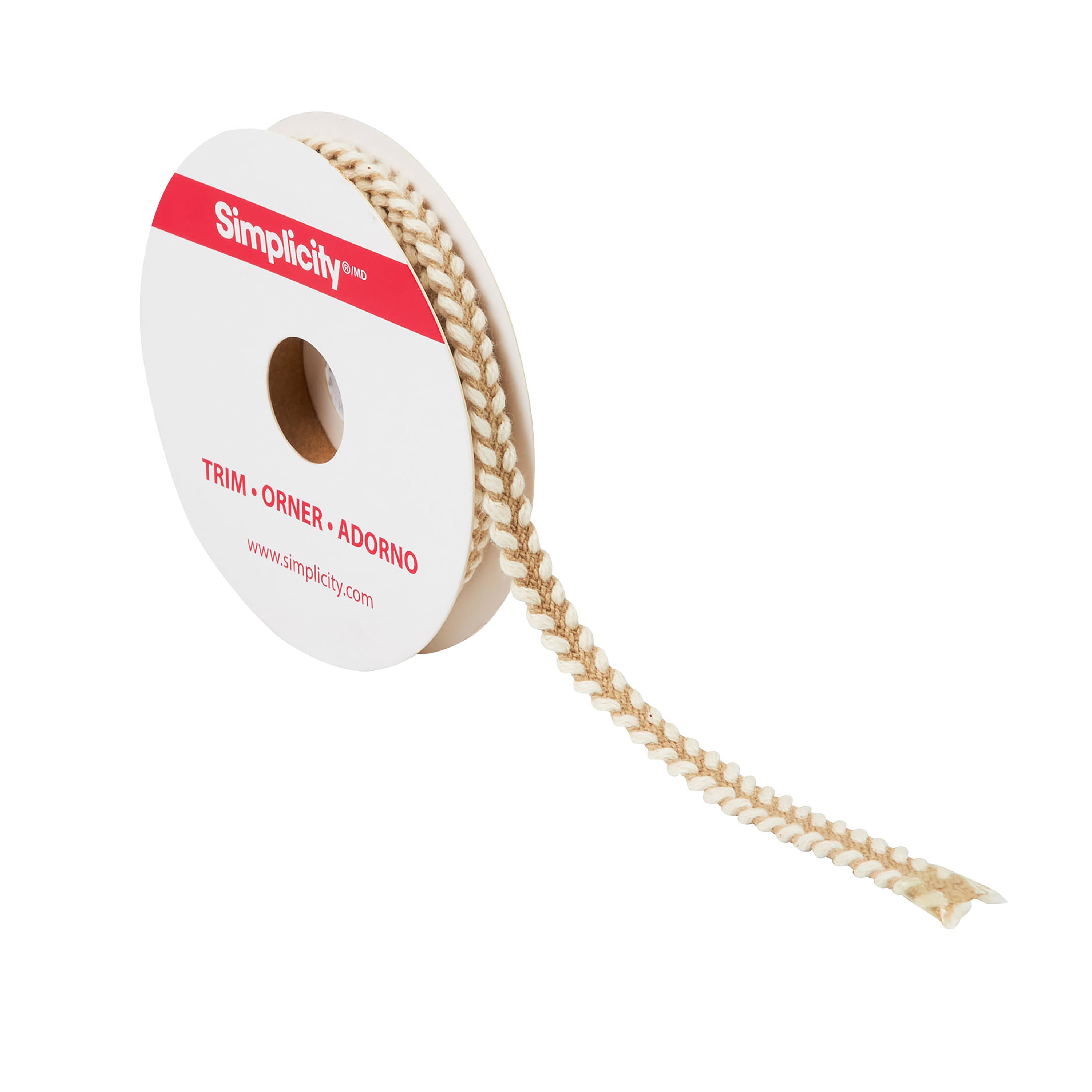 Simplicity Trim, Natural 1/4 inch Stitch Edge Jute Trim Great for Apparel, Home Decorating, and Crafts, 3 Yards, 1 Each