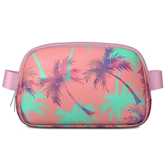 Boho Tropical Paradise Belt Bag – Colorful Palm Tree Fanny Pack with Hawaii Island Aesthetic