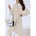 thumbnail image 4 of sicmoss Women's White Double Breasted Wool Overcoat, Lapel Long Winter with Pockets, 4 of 8
