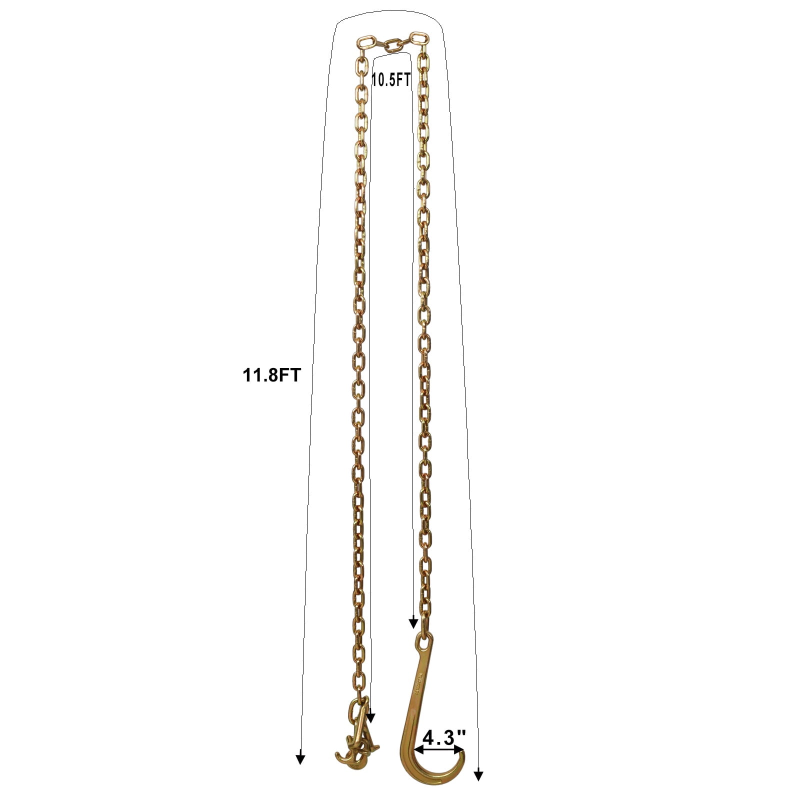 Grade 70 Tow Chain Kit (2-Pack), 5/16" x 10ft Transport Chains with J Hooks & Grab Hooks, 3,700lb Safe Working Load, Zinc Plated for Trucks, Trailers & Equipment