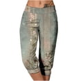 thumbnail image 1 of Mujeres Capri Pantalones Casual Suelto Largo Pantalones de Impresión con Corbata Elástica Cintura Y Bolsillos, 1 of 6