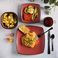 thumbnail image 2 of Gibson Soho Lounge Square 16-Piece Dinnerware Set - Matte Reactive - Red, 2 of 11