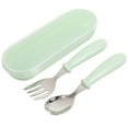 thumbnail image 3 of MasteelfCA 1 Set Stainless Steel Spoon Fork Small Durable Simple Feeding Spoon Fork for Baby Kids Children (Green), 3 of 8