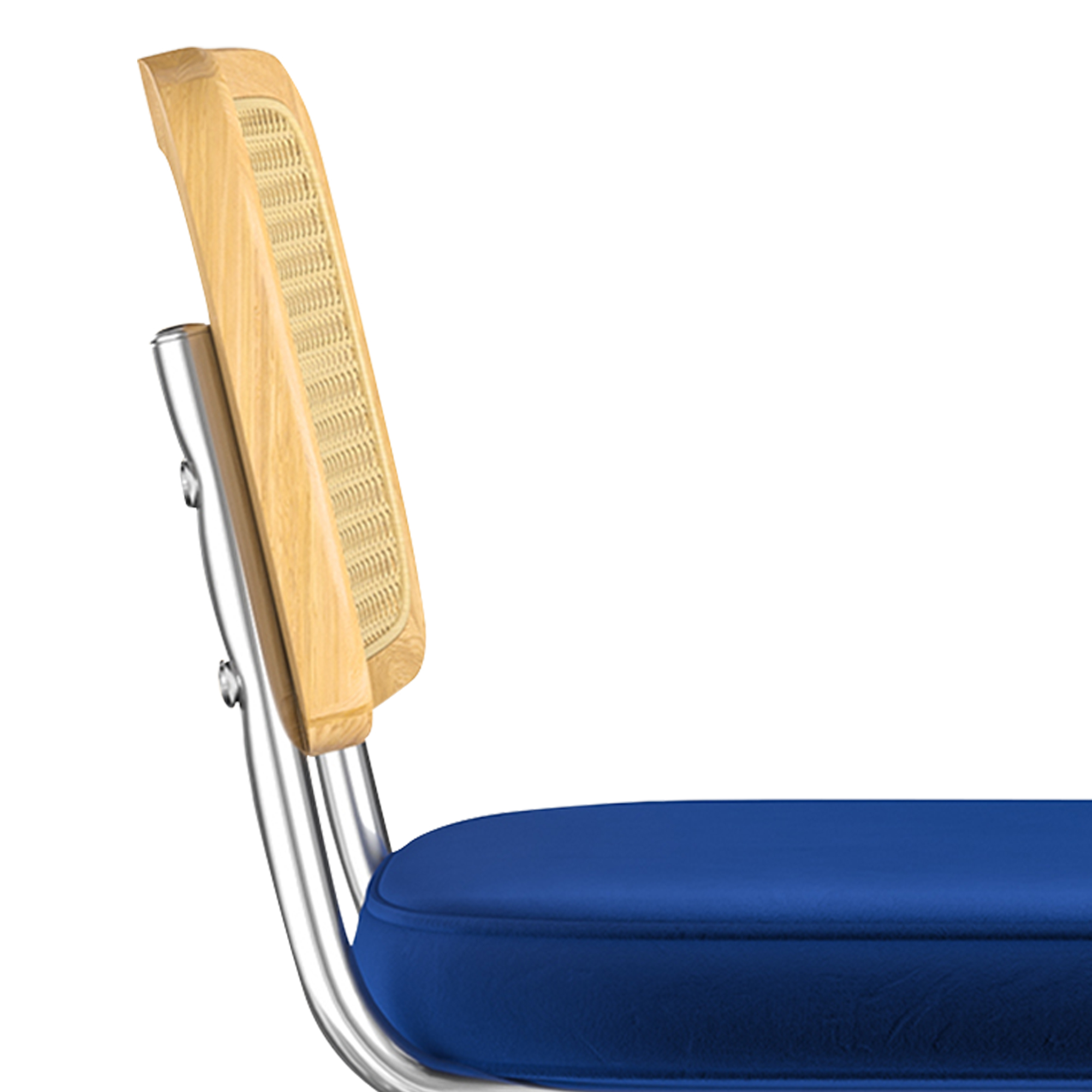 MAYEERTY 26" Royal Blue Counter Height Velvet & Rattan Bar Stools Set of 2, Armless for Kitchen Island