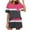 Hot Pink, variant on Summer Fsshion Plus Size 2 Piece of Sets for Womens Casual Solid Color Home Short Sleeved Round Neck Pajama Top With Pants Set