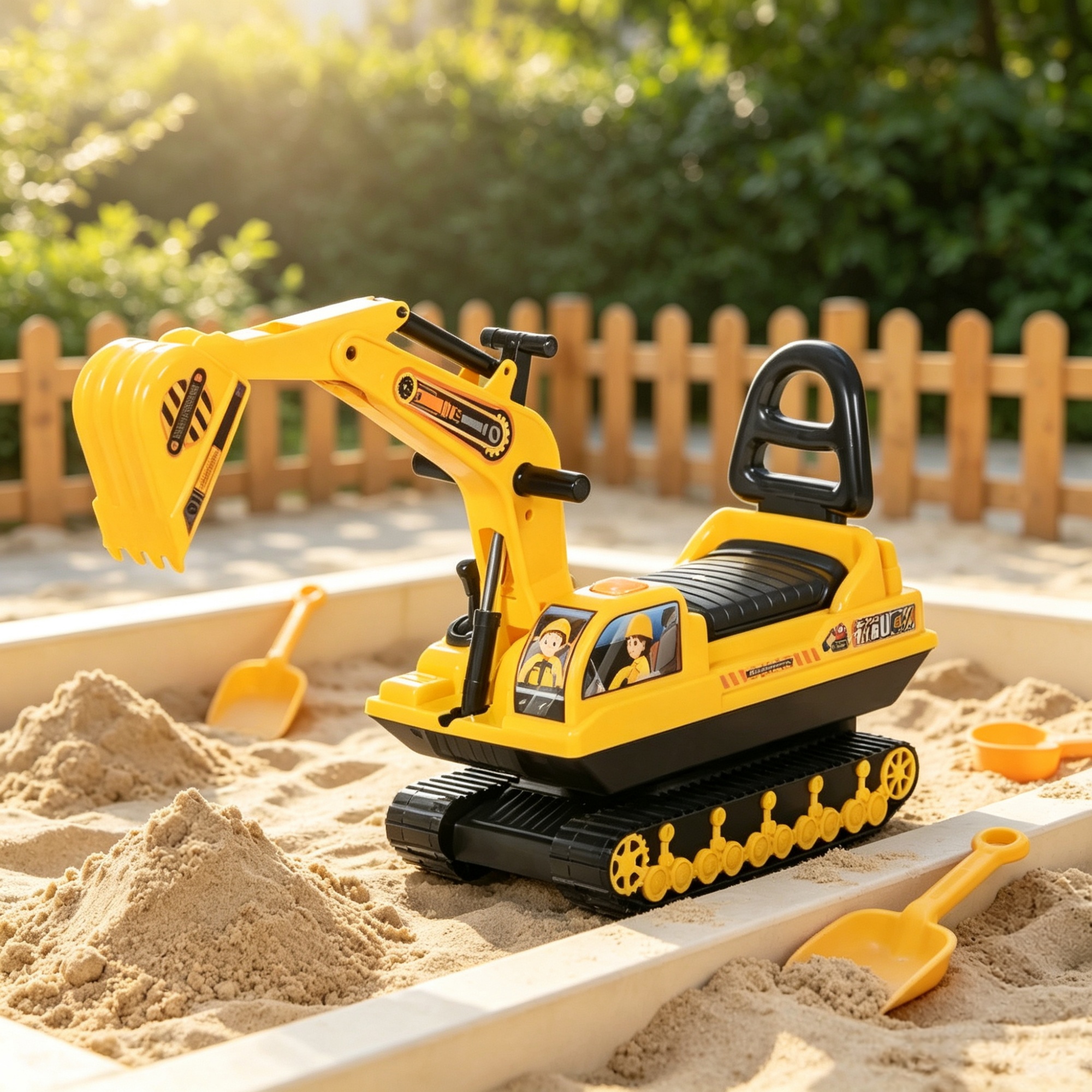 No Power Excavator Toy, Durable Ride On Tractors Digger Movable Scooter Walker, Basket Storage for 18-48 Months, Yellow Black