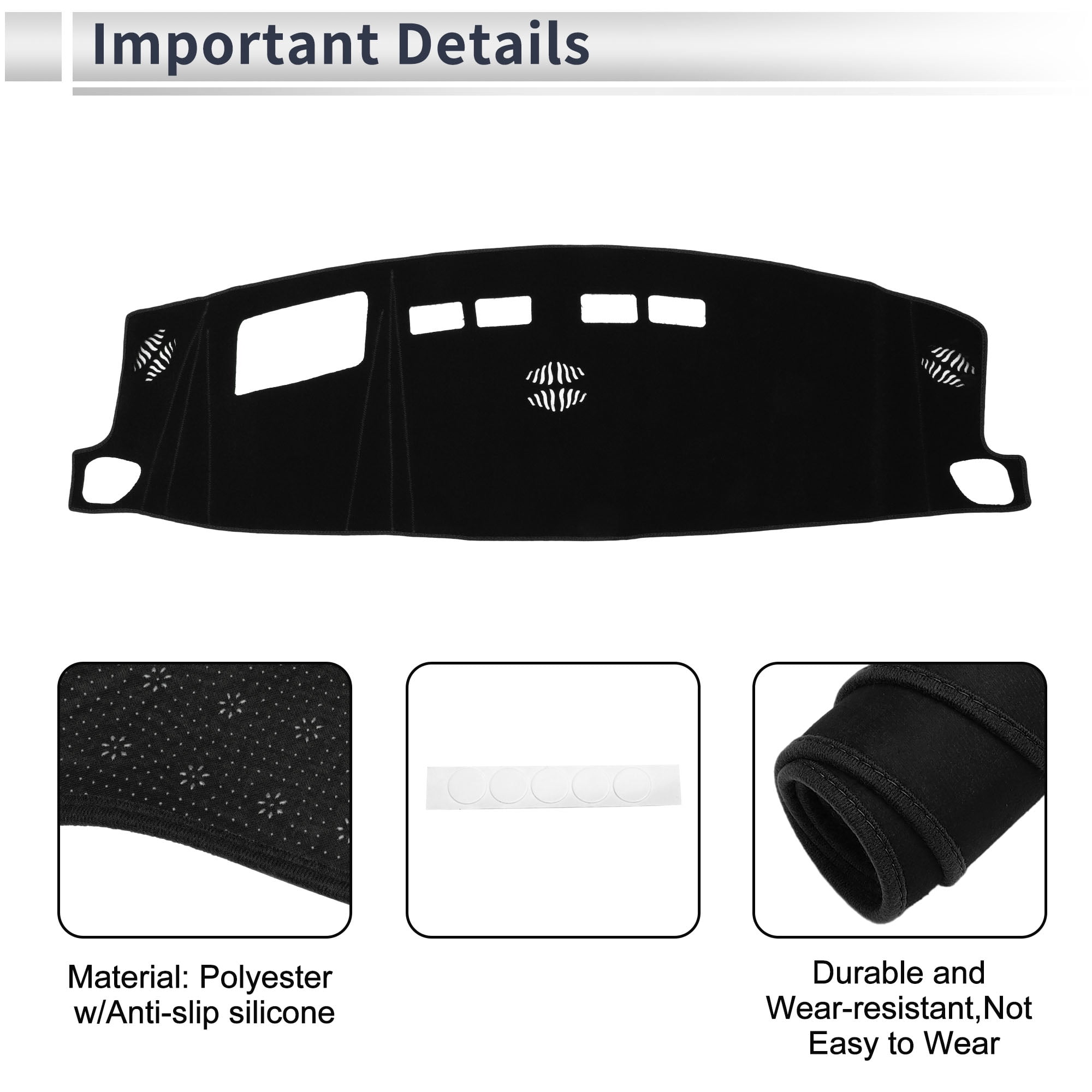 Unique Bargains Dashboard Cover for Chevrolet Suburban/for Chevrolet Tahoe/for GMC for Yukon 2021-2023 Non-Slip Dash Cover Mat Polyester Silicone Black