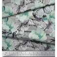 thumbnail image 2 of Soimoi Green Cotton Cambric Fabric Stripe,Floral & Butterfly Print Fabric by The Yard 56 Inch Wide, 2 of 3