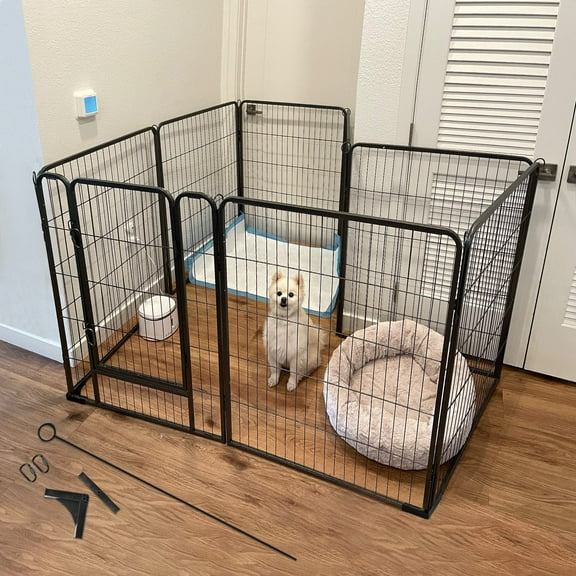 Aivituvin 39'' Foldable Dog Pen Heavy Duty Metal Puppy Playpen Indoor Outdoor for Small Animals - 8 Panels