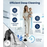 FVSA Electric Spin Scrubber, Cordless Cleaning Brush, 8 Replaceable Heads, Adjustable Handle, 400 RPM Power, for Bathroom, Kitchen, Floors, White