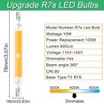 thumbnail image 2 of ADEN-78mm R7S LED Bulb, 10W R7S LED Light Bulbs, 100W Halogen Bulb Replacement T3 Base, High Brightness Double Ended LED Linear Tube 360° Beam Angle Work Lights,Warm White 3000k,2Pack, 2 of 4