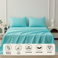 thumbnail image 6 of Beartech Polyester Bed Sheets Set 4 Piece King Size Sheet Set, Soft & Lightweight And Breathable Bedding Set, Fitted Sheet, Flat Sheet & 2 Pillowcases-Sky Blue, 6 of 11