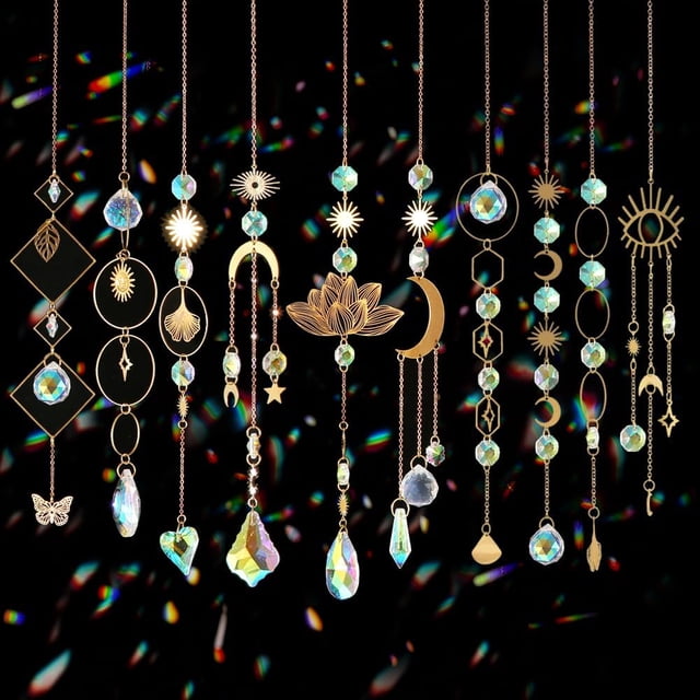6 piezas de cristales coloridos atrapasueños colgantes para ventana, bola de cristal, prisma, arcoíris, colgantes para jardín, árbol de Navidad, boda, fiesta, patio, coche, hogar, decoración interior