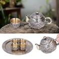 thumbnail image 3 of Moroccan Tea Set, Electroplating Process Turkish Coffee Pot Complete Tools Luxurious Relief Long Service Life  For Gift For Table Decoration, 3 of 8