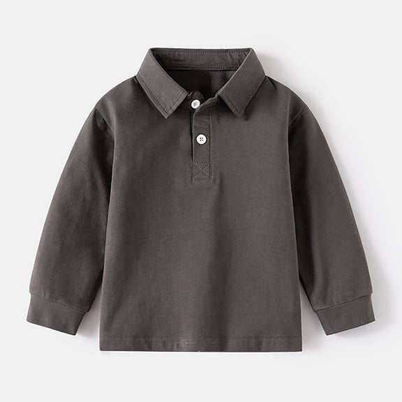 LIUYUNNN Kids Youth Polo Shirts for Boys Long Sleeve Boys Gray Button down Shirt School Uniforms Classic 4-5 Years Boy ShirtsBoys Girls Four Seasons Outfits