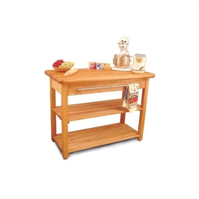 Catskill French Country Butcher Block Harvest Work Table In