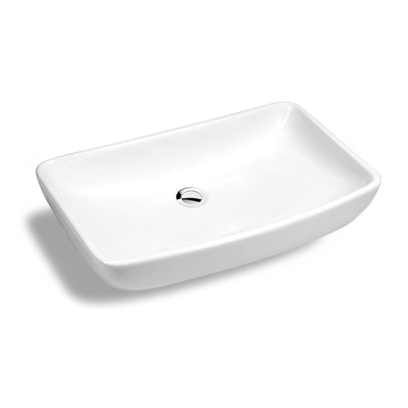 Molly Series 23 in. Rectangular Ceramic Vessel Sink Basin in Glossy White with Curved Edge for Countertop Bathroom Vanity