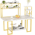 thumbnail image 3 of LinkRomat Coffee Table Sets 3 Pieces, Faux Marble Square Tabletop and 2 Rectangular Coffee Tables, Modern Entryway Set, Console Set Tables for Living Room, 3 of 9
