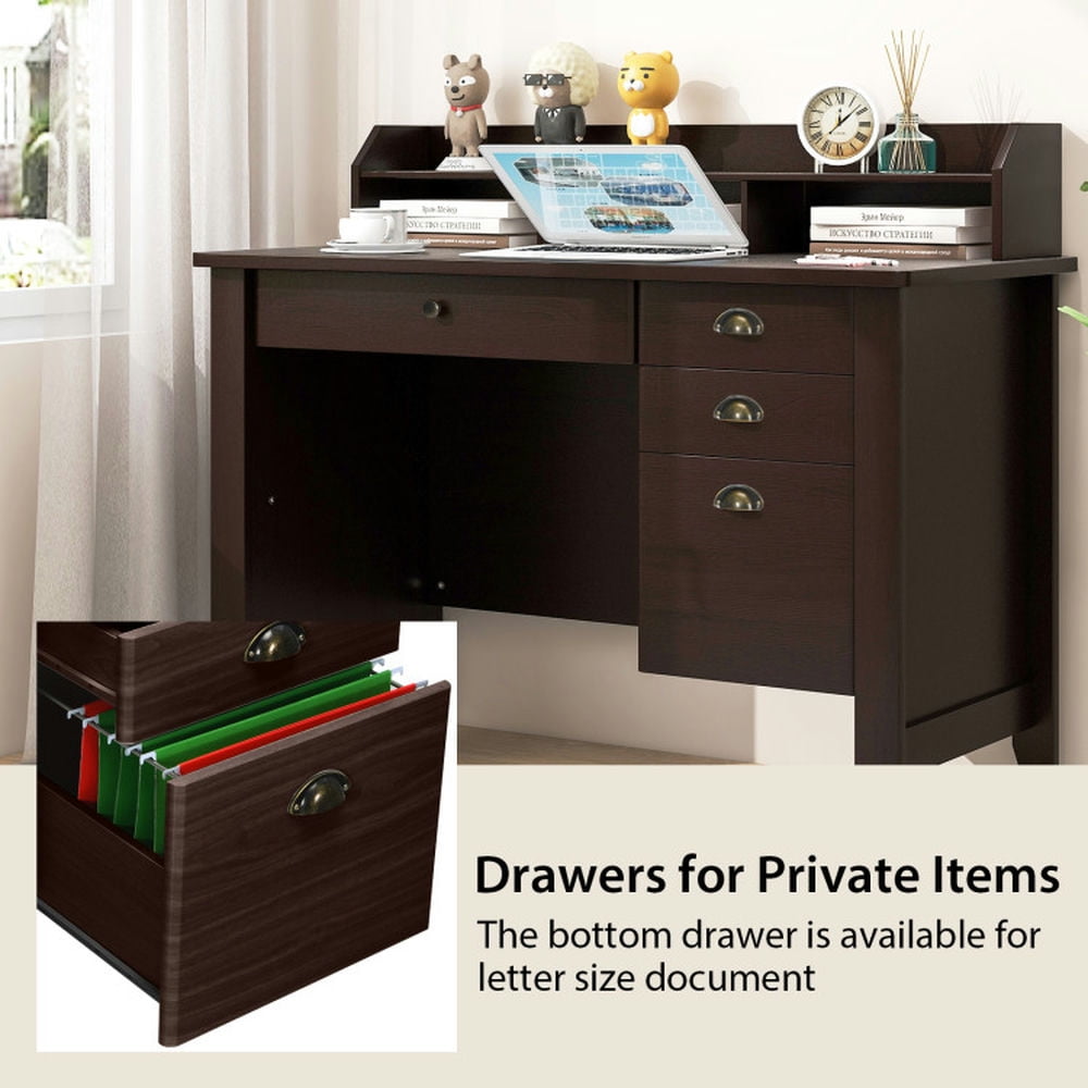 Demi Bonn Computer Desk PC Laptop Study Writing Table Workstation, Small Home Office Desk, Brown