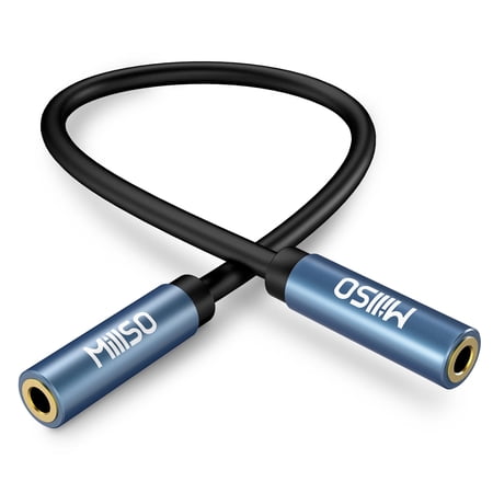 MillSO 3.5mm Female to Female Adapter Cable Stereo AUX Cord Connectors for Headphones, Speakers, Home Stereo - 6inch