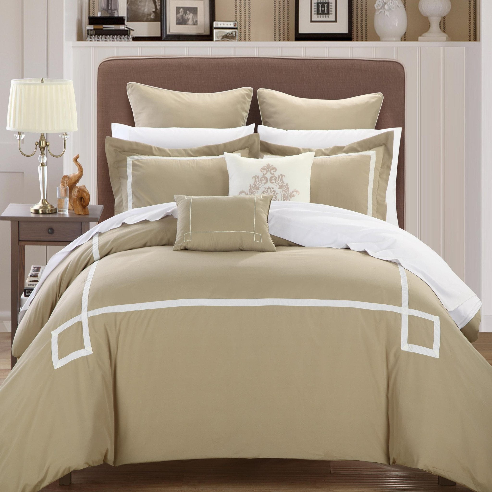 Woodford Taupe 11 Piece Embroidered Comforter Bed In A Bag Set