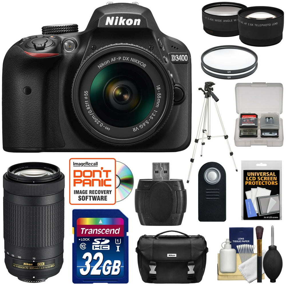Nikon D3400 Digital SLR Camera & 18-55mm VR & 70-300mm DX AF-P Lenses