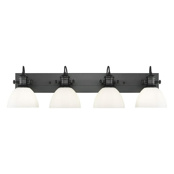 Yep by Golden Lighting Hines 4-light Vanity in Matte Black and Opal Glass