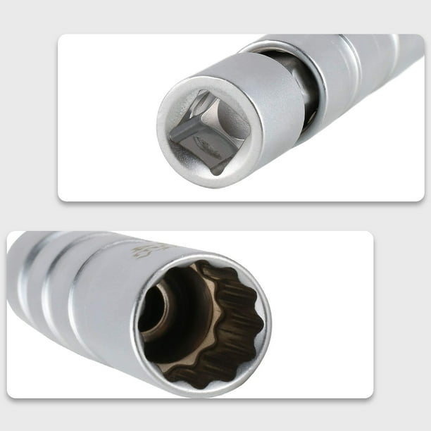 HOTBEST 14mm Spark Plug Socket 360 Adjustable Magnetic Spark Plug Socket Chrome Vanadium Steel Thin Wall Spark Plug Socket Removal Tool for Car Truck