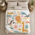 thumbnail image 5 of Safari Animals with Rainbows and Sunbursts, Modern Illustrative Style for Kids, Cozy Jungle Play Scene, Flannel Blanket for Playroom and Bedroom, Birthday Gift and Bright Home Decor, 5 of 9