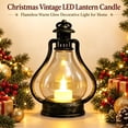 thumbnail image 4 of Vintage Christmas LED Lantern, Bronze Hurricane Lamp with Flickering Flameless Candle, Battery Operated Tabletop & Hanging Light for Indoor Christmas Holiday Decor, 4 of 7