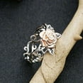 thumbnail image 4 of Womens Two Tone Flower Ring Copper Plated Rose Gold Ring with Gold Plated Gemstone Inlay Flower Design Ring Birthday Gift for Her Fashion Jewelry, 4 of 6